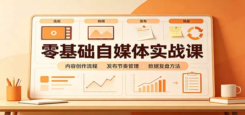 零基础自媒体实战课：赛道人设冷启动，内容创作复盘，公私域商业闭环-卓越网创