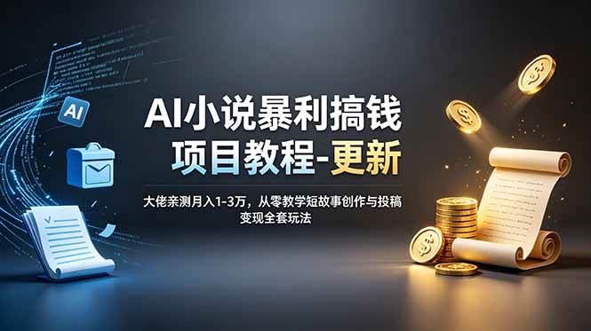 (19030期)AI小说暴利搞钱项目教程-更新,大佬亲测月入1-3万,从零教学短故事创作与投稿变现全套玩法 (19030期)AI小说暴利搞钱项目教程-更新,大佬亲测月入1-3万,从零教学短故事创作与投稿变现全套玩法