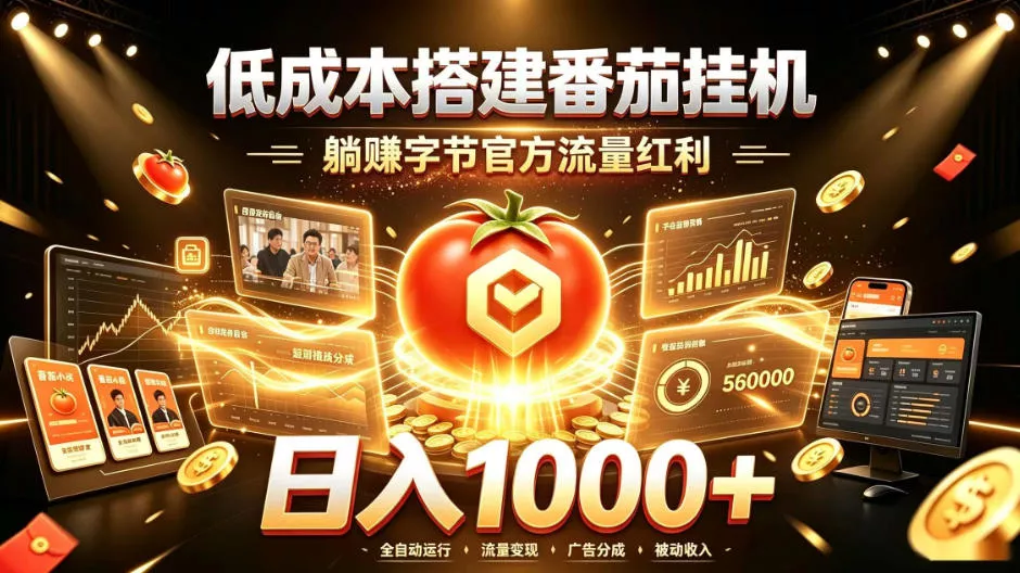 低成本搭建番茄挂G,躺賺字节官方流量红利,日入1k+,全程傻瓜式落地【揭秘】-卓越网创