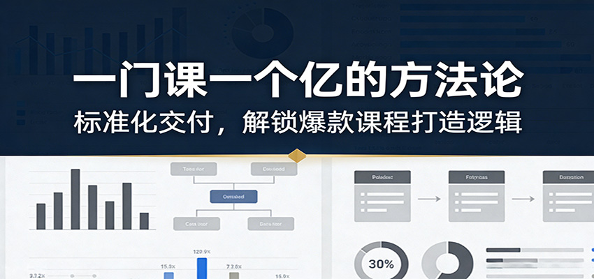 一门课一个亿的方法论:标准化交付,解锁爆款课程打造逻辑-卓越网创