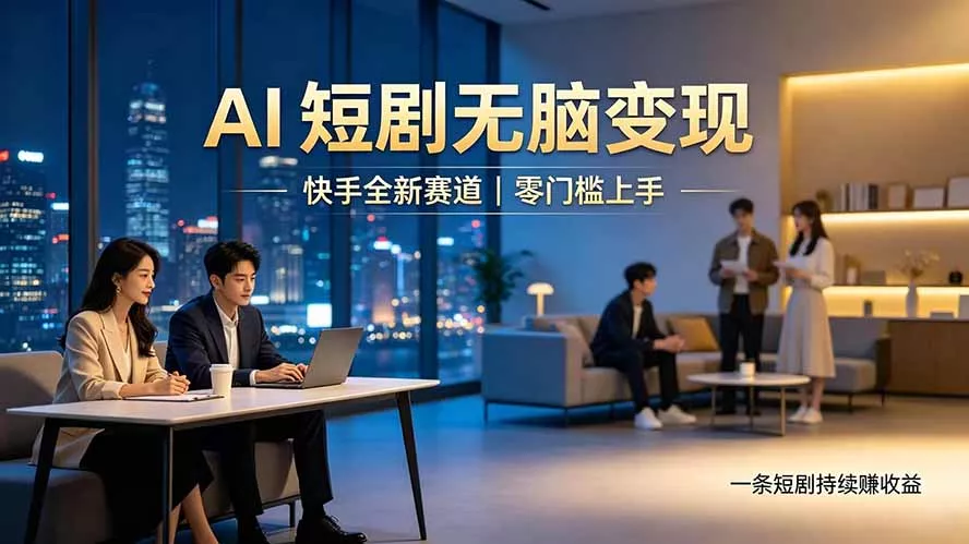 别乱找副业了，快手 AI 短剧零门槛长久被动增收-卓越网创