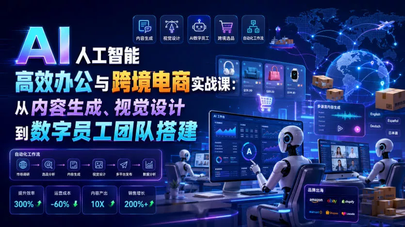 AI人工智能高效办公与跨境电商实战课:从内容生成、视觉设计到数字员工团队搭建 AI人工智能高效办公与跨境电商实战课:从内容生成、视觉设计到数字员工团队搭建