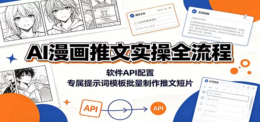 AI漫画推文实操全流程：软件API配置，专属提示词模板批量制作推文短片-卓越网创
