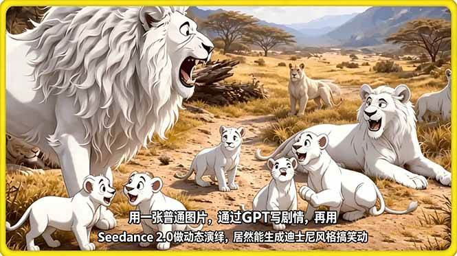 （18137期）用一张普通图片，通过GPT写剧情，再用Seedance 2.0做动态演绎，居然能生成迪士尼风格搞笑动画-卓越网创