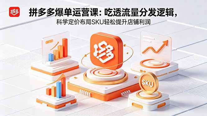 （18577期）拼多多爆单运营实战课：吃透流量分发逻辑，科学定价布局SKU轻松提升店铺利润-卓越网创