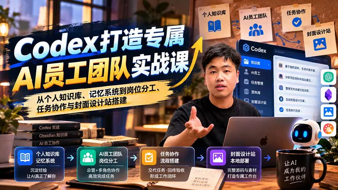 【无水印】Codex打造专属AI员工团队实战课：从个人知识库、记忆系统到岗位分工、任务协作与封面设计站搭建-卓越网创
