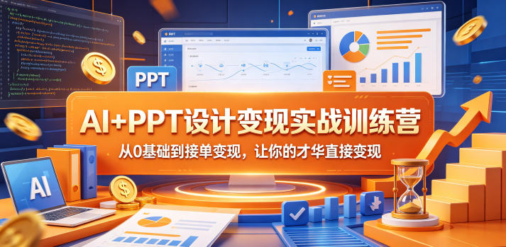 AI+PPT设计变现实战训练营,从0基础到接单变现,让你的才华直接变现-卓越网创
