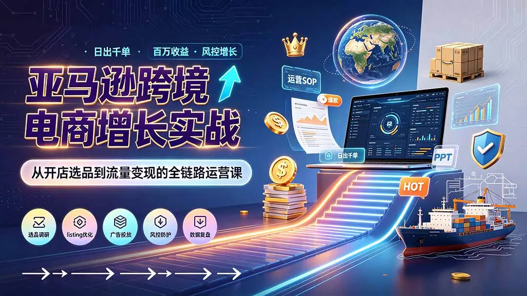 亚马逊0-1孵化特训营8期:从注册风控到稳定日出千单实战,规避审核封店风险,标准化执行流程落地 亚马逊0-1孵化特训营8期:从注册风控到稳定日出千单实战,规避审核封店风险,标准化执行流程落地