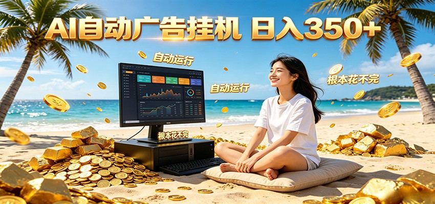 AI自动广告挂机 日入350+ 真正做到躺赚式变现，根本花不完！-卓越网创