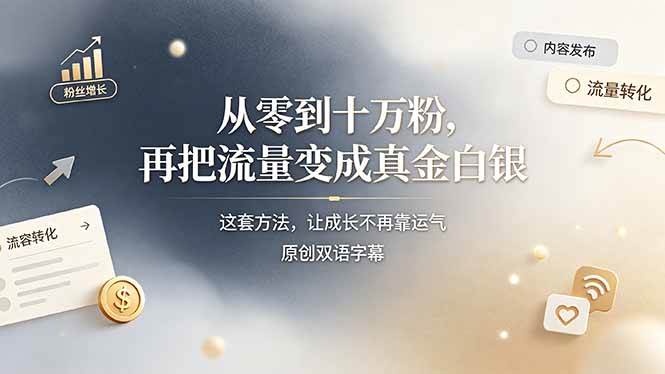 (19198期)从零到十万粉,再把流量变成真金白银——这套方法,让成长不再靠运气【原创双语字幕】 (19198期)从零到十万粉,再把流量变成真金白银——这套方法,让成长不再靠运气【原创双语字幕】