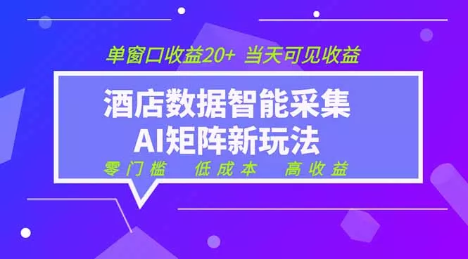 2026酒店数据采集ai智能矩阵新风口 低成本 高收益 当天见收益 单窗口20+-卓越网创