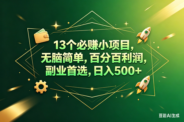 （18315期）13个必赚钱的小项目，百分百赚米，无脑简单，副业首选，日入300+-卓越网创
