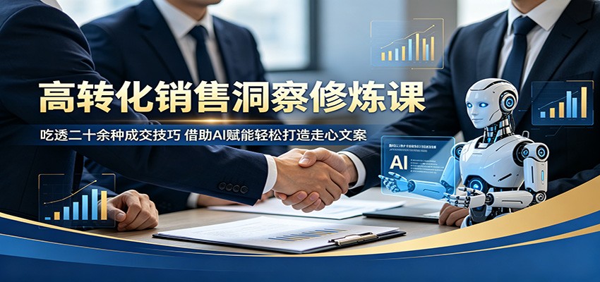 高转化销售洞察修炼课:吃透二十余种成交技巧,借助AI赋能轻松打造走心文案-卓越网创