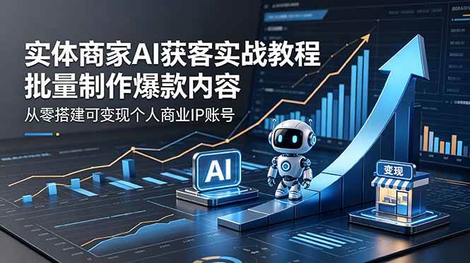 (18572期)实体商家AI获客实战教程:批量制作爆款内容,从零搭建可变现个人商业IP账号-卓越网创
