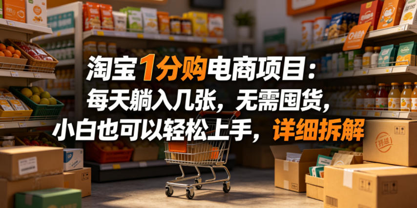 淘宝1分购电商项目:每天躺入几张,无需囤货,小白也可以轻松上手,详细拆解-卓越网创