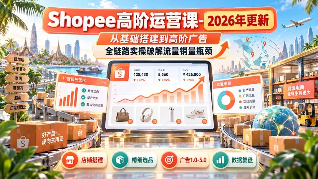 Shopee高阶运营课-更新9月,从基础搭建到高阶广告,全链路实操破解流量销量瓶颈 Shopee高阶运营课-更新9月,从基础搭建到高阶广告,全链路实操破解流量销量瓶颈