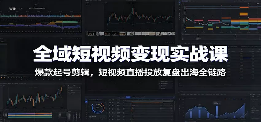 全域短视频变现实战课：爆款起号剪辑，短视频直播投放复盘出海全链路-卓越网创