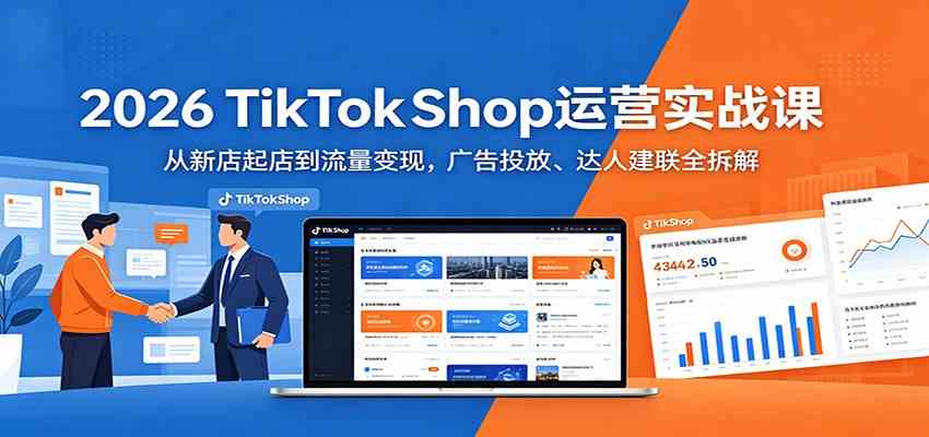 2026 TikTokShop运营实战课:从新店起店到流量变现,广告投放、达人建联全拆解 2026 TikTokShop运营实战课:从新店起店到流量变现,广告投放、达人建联全拆解