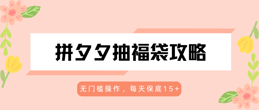 拼夕夕抽福袋攻略，无门槛操作，每天保底15+-卓越网创