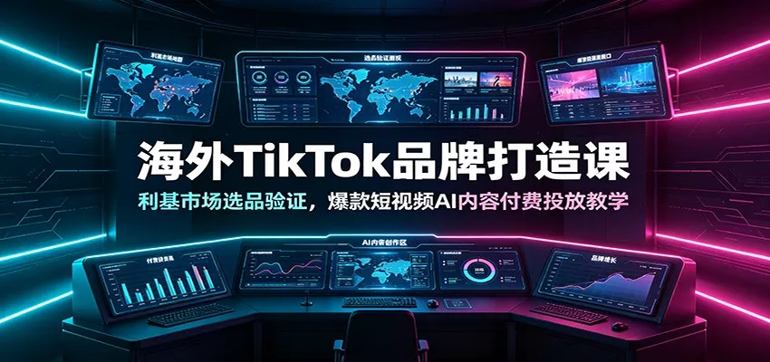 海外TikTok品牌打造课：利基市场选品验证，爆款短视频AI内容付费投放教学-卓越网创
