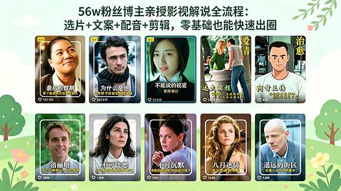 （18579期）56万粉丝博主亲授影视解说全流程：选片+文案+配音+剪辑，零基础也能快速出圈-卓越网创