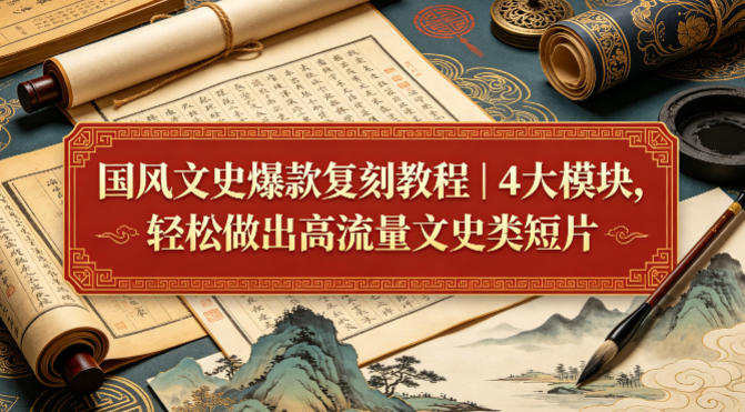 国风文史爆款复刻教程|4大模块,轻松做出高流量文史类短片-卓越网创