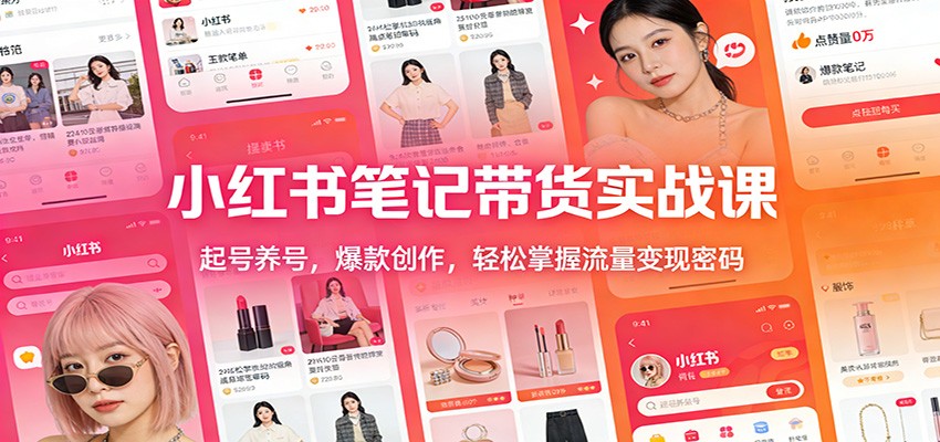 小红书笔记带货实战课：起号养号，爆款创作，轻松掌握流量变现密码-卓越网创