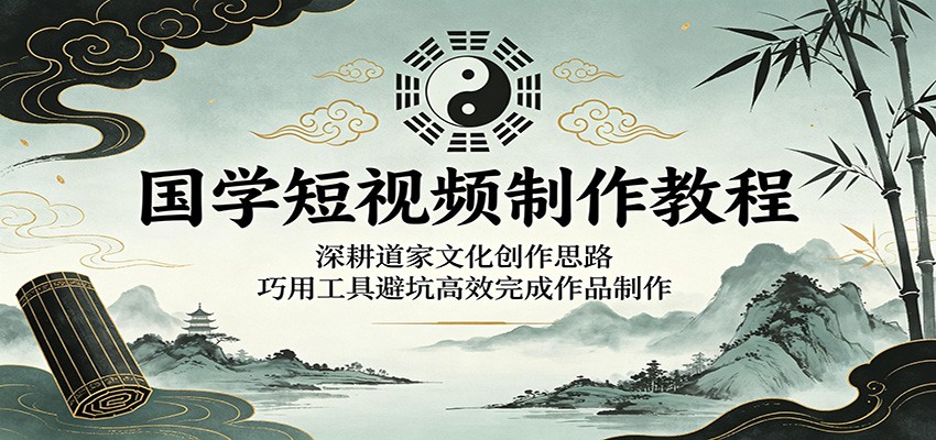 国学短视频制作教程:深耕道家文化创作思路,巧用工具避坑高效完成作品制作-卓越网创