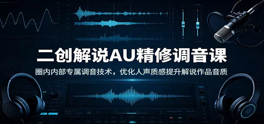 二创解说AU精修调音课:圈内内部专属调音技术,优化人声质感提升解说作品音质-卓越网创