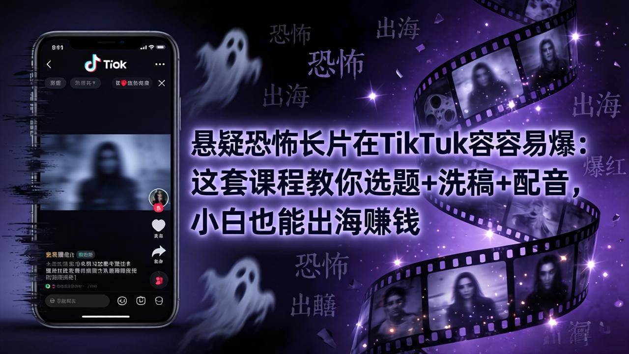 (18220期)悬疑恐怖长片在TikTok最容易爆:这套课程教你选题+洗稿+配音,小白也能出海赚钱 (18220期)悬疑恐怖长片在TikTok最容易爆:这套课程教你选题+洗稿+配音,小白也能出海赚钱