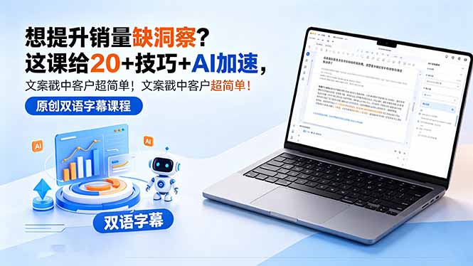 想提升销量缺洞察?这课给 20 + 技巧 + AI 加速,文案戳中客户超简单!【原创双语字幕】-卓越网创