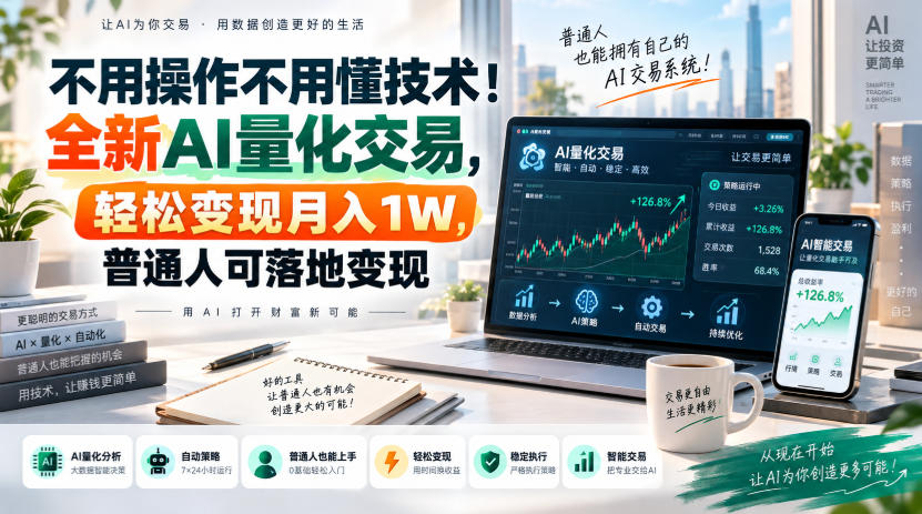 不用操作不用懂技术!全新AI量化交易,轻松变现月入1W,普通人可落地变现!【揭秘】-卓越网创