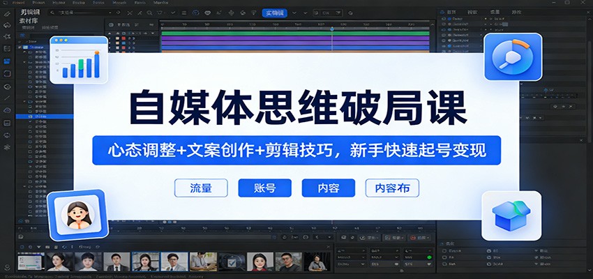 自媒体思维破局课:心态调整+文案创作+剪辑技巧,新手快速起号变现 自媒体思维破局课:心态调整+文案创作+剪辑技巧,新手快速起号变现