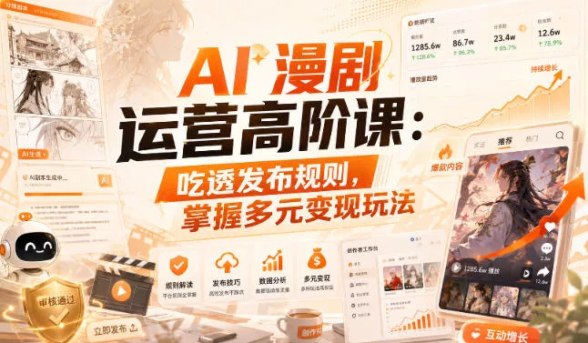 AI漫剧运营高阶课:吃透发布规则,掌握多元变现玩法-卓越网创