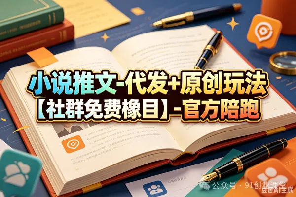 小说推文-代发+原创玩法【社群免费橡目】-官方陪跑-卓越网创