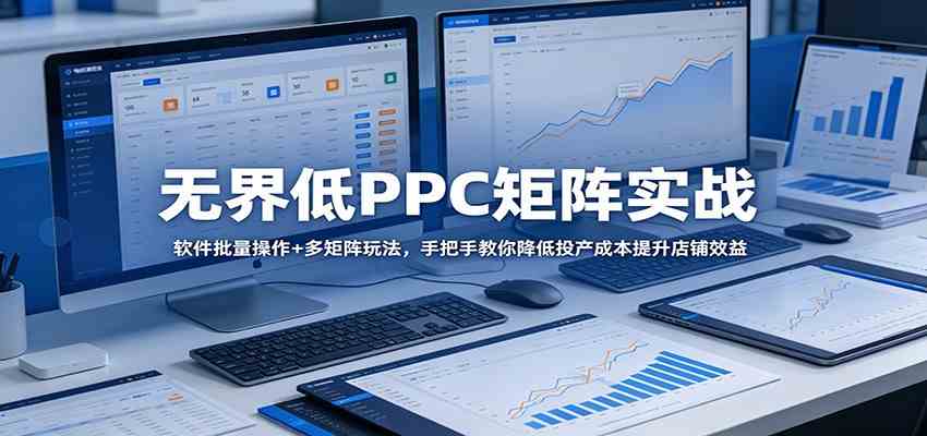 无界低PPC矩阵实战：软件批量操作+多矩阵玩法，手把手教你降低投产成本提升店铺效益-卓越网创