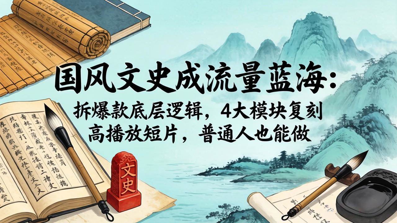 （18227期）国风文史成流量蓝海：拆爆款底层逻辑，4大模块复刻高播放短片，普通人也能做-卓越网创