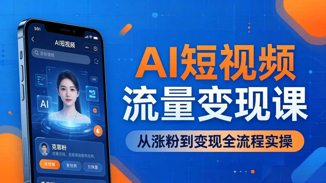 (17939期)AI短视频流量变现课:一部手机玩转数字人克隆+爆款制作,从涨粉到变现全流程实操-卓越网创
