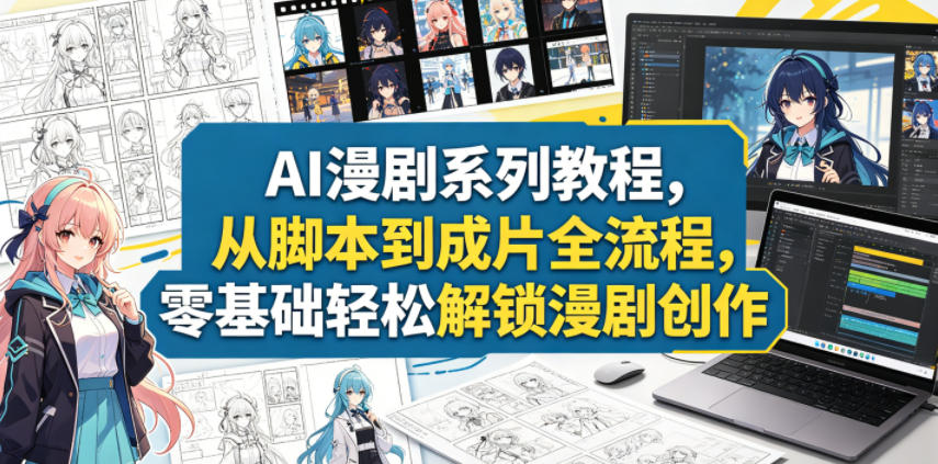 AI漫剧系列教程,从脚本到成片全流程,零基础轻松解锁漫剧创作-卓越网创