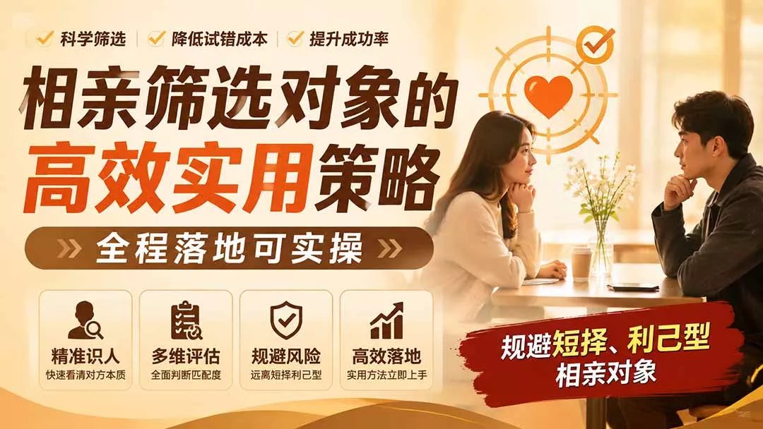付费文章:相亲筛选对象的高效实用策略,全程落地可实操,规避短择、利己型相亲对象 付费文章:相亲筛选对象的高效实用策略,全程落地可实操,规避短择、利己型相亲对象