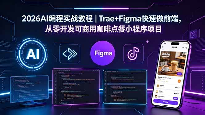 (18627期)2026AI编程实战教程|Trae+Figma快速做前端,从零开发可商用咖啡点餐小程序项目-卓越网创