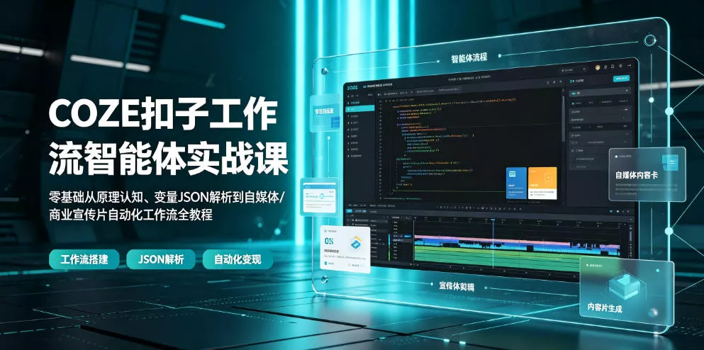 COZE扣子工作流智能体实战课|零基础从原理认知、变量JSON解析到自媒体/商业宣传片自动化工作流全教程 COZE扣子工作流智能体实战课|零基础从原理认知、变量JSON解析到自媒体/商业宣传片自动化工作流全教程