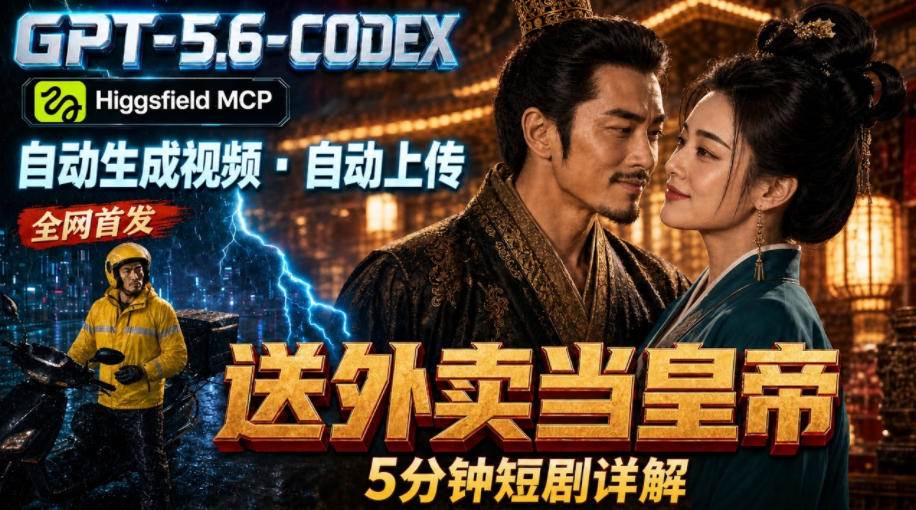 (19540期)GPT-5.6 Codex+Higgsfield MCP:一条指令生成5分钟短剧并自动上传YouTube(油管) (19540期)GPT-5.6 Codex+Higgsfield MCP:一条指令生成5分钟短剧并自动上传YouTube(油管)
