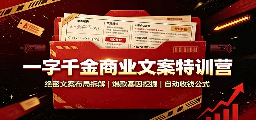 一字千金商业文案特训营：绝密文案布局拆解，爆款基因挖掘，自动收钱公式-卓越网创