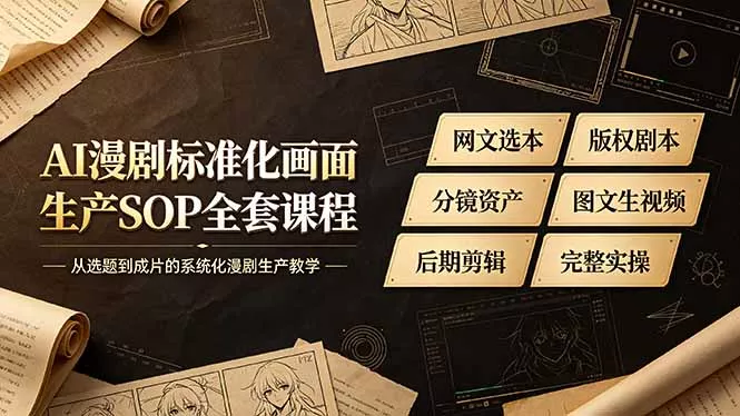 AI漫剧标准化画面生产SOP全套课程-更新,网文选本版权剧本分镜资产全覆盖,图文生视频后期剪辑完整实操教学 AI漫剧标准化画面生产SOP全套课程-更新,网文选本版权剧本分镜资产全覆盖,图文生视频后期剪辑完整实操教学