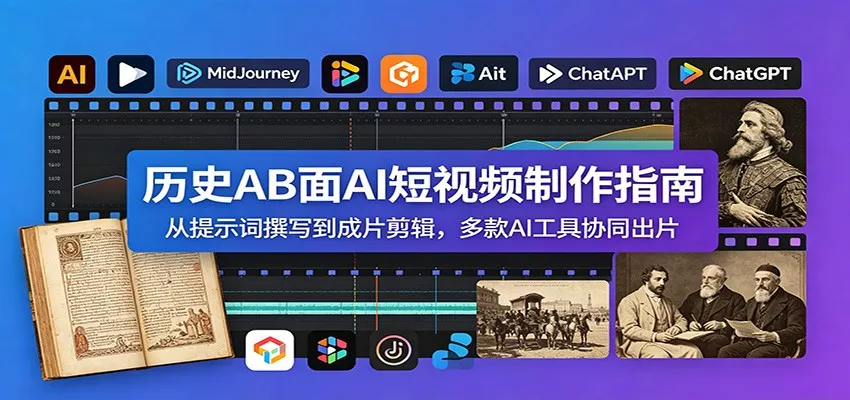 历史AB面AI短视频制作指南：从提示词撰写到成片剪辑，多款AI工具协同出片-卓越网创