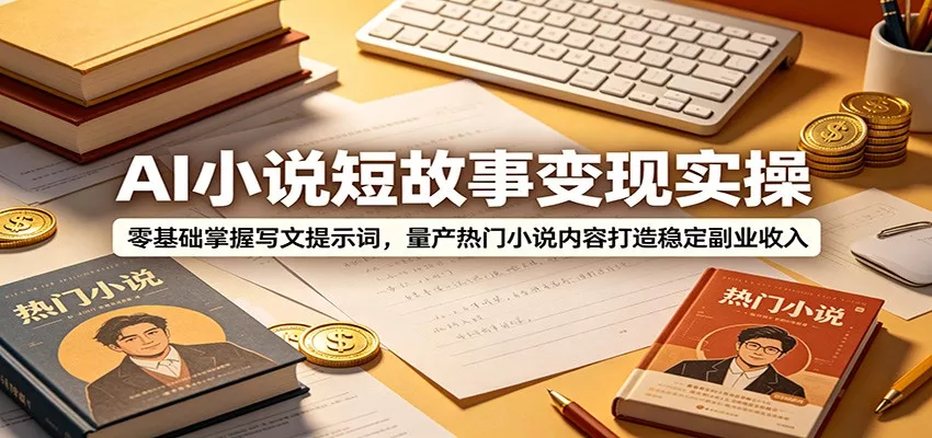AI小说短故事变现实操:零基础掌握写文提示词,量产热门小说内容打造稳定副业收入-卓越网创
