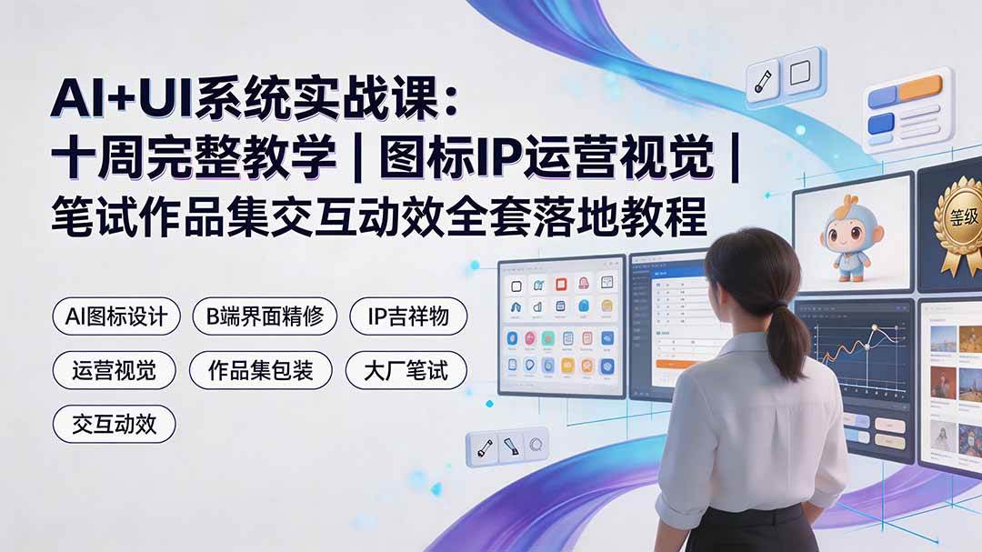 (19378期)AI+UI系统实战课:十周完整教学|图标IP运营视觉|笔试作品集交互动效全套落地教程 (19378期)AI+UI系统实战课:十周完整教学|图标IP运营视觉|笔试作品集交互动效全套落地教程