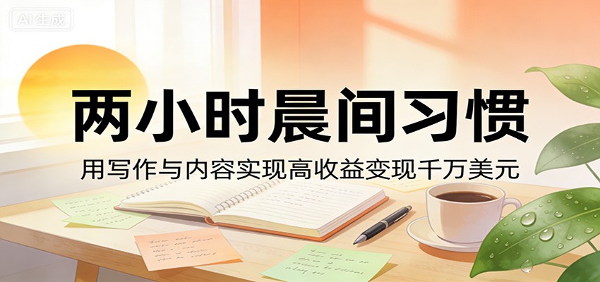 付费文章:两小时晨间习惯,用写作与内容实现高收益变现千万美元-卓越网创