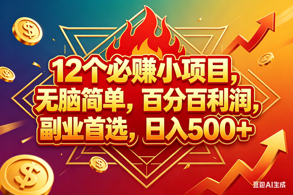 (18272期)12个必赚钱的小项目,百分百赚米,无脑简单,副业首选,日入600+-卓越网创